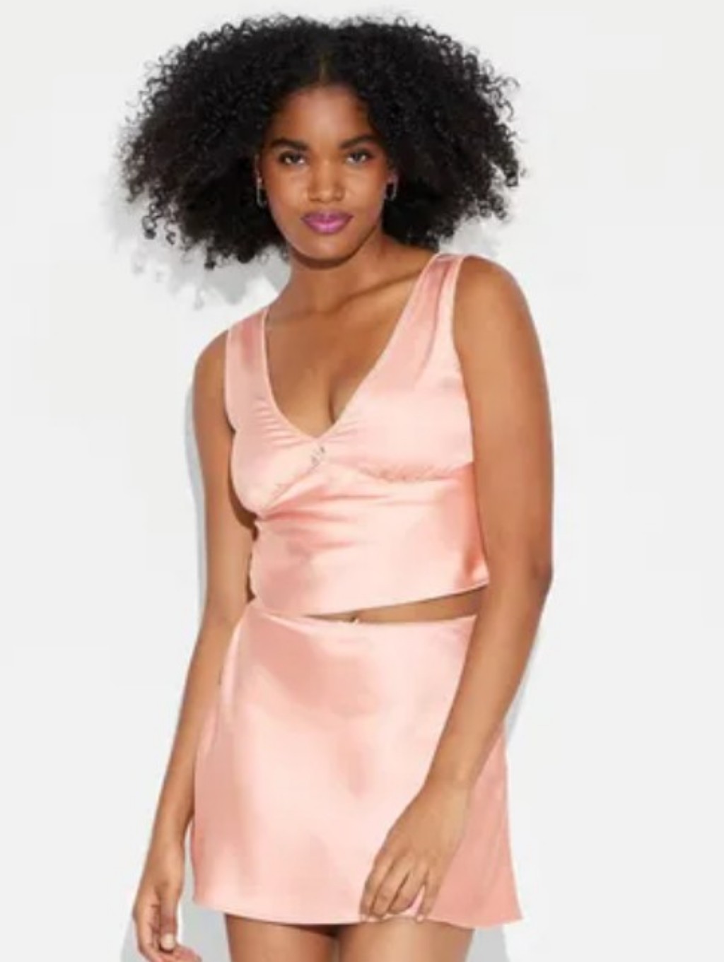 Wild Fable-Satin Rosette Tank Top- (Peach )-M